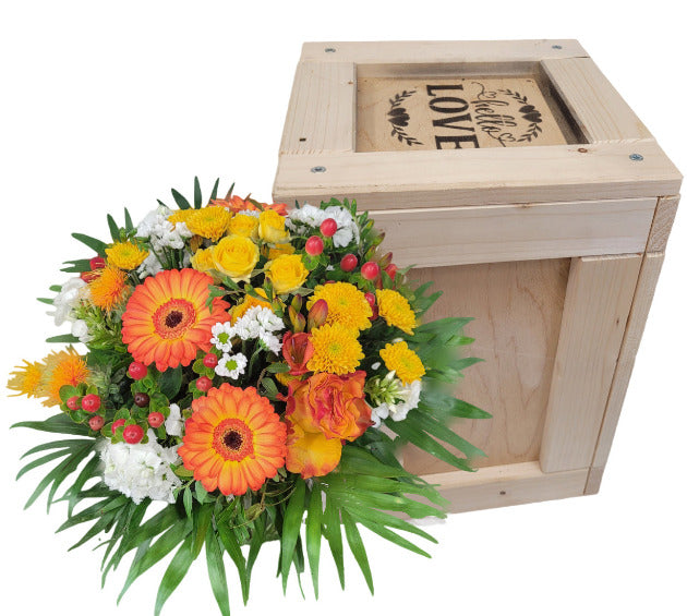 Bunter Blumenstrauß mit Geschenkbox