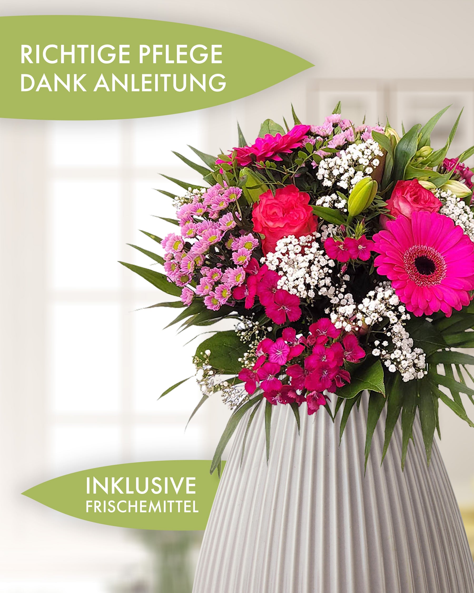 Blumentrauss mit rosa Rosen