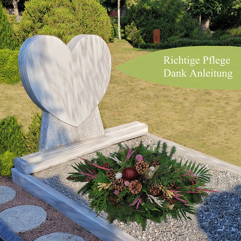 Gesteck mit echter Tanne - Winter - Totensonntag in rot, rosa, weiss Form: Grabspange