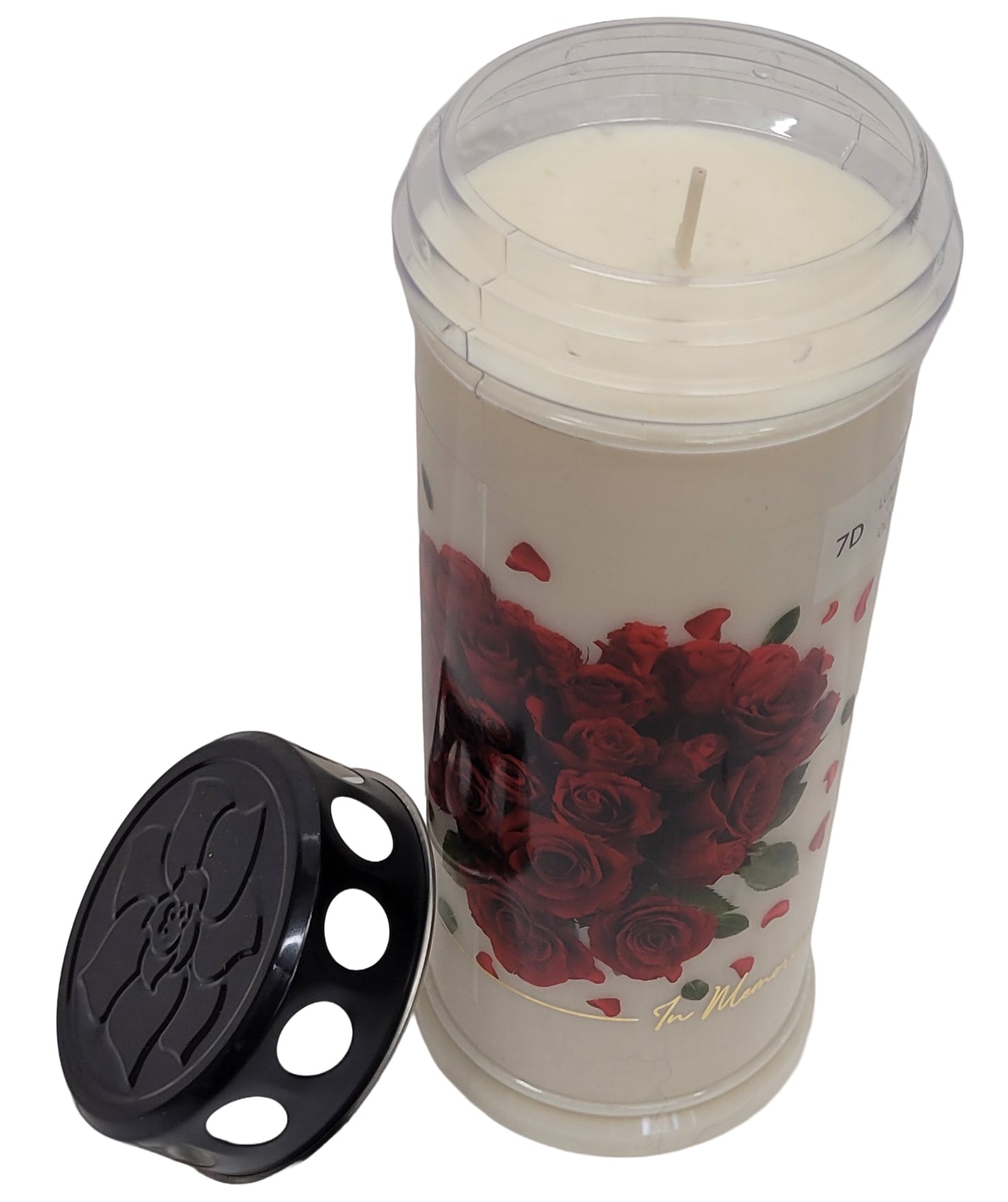 Grablicht Friedhof mit Motiv - Herz aus Rosen