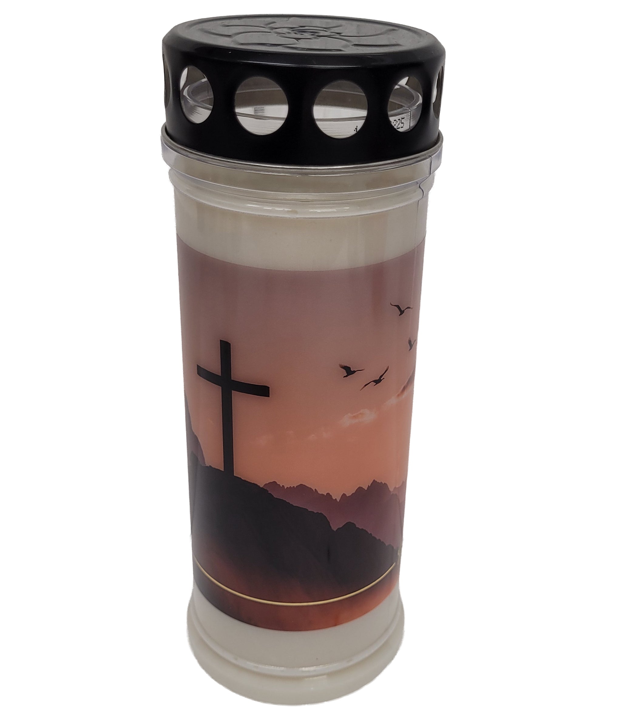 Grablicht Friedhof mit Motiv - Kreuz