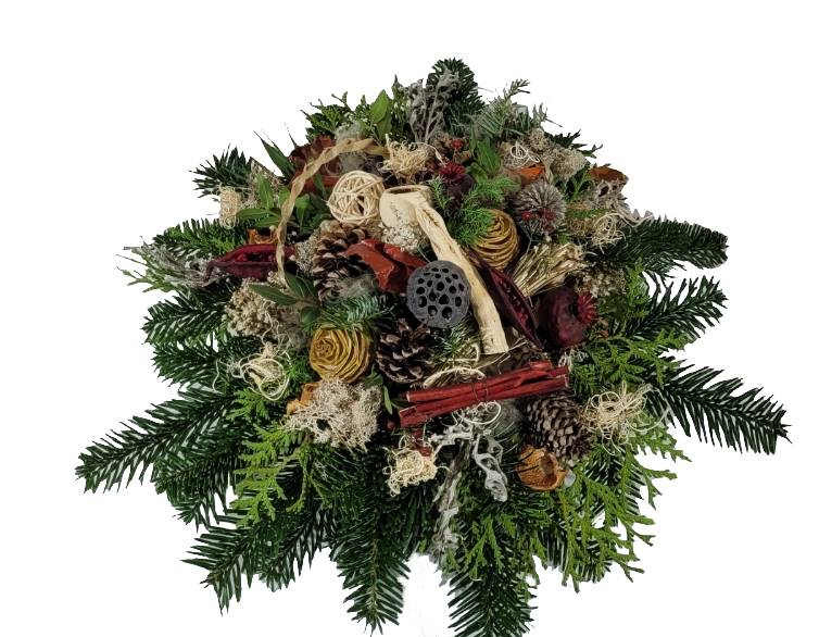 Naturgesteck Friedhof für Totensonntag und Allerheiligen in rot und weiß