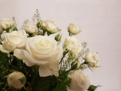 Frischer Rosenstrauß in Weiß - Bestellung unter www.flora-trans.de