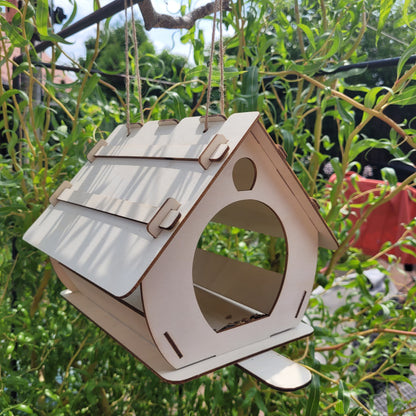 Vogelhaus - hölzernes Futterhaus für Vögel - zum bemalen - Geschenkidee  - Groß -