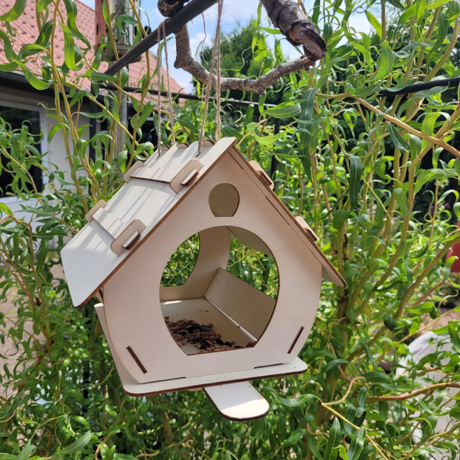 Vogelhaus - hölzernes Futterhaus für Vögel - zum bemalen - Geschenkidee  - Groß -
