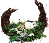 Gesteck Friedhof frisches Grün echte infinity Rosen