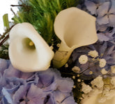 Blumen Beerdigung in Blau Weiss