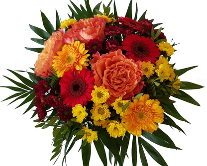 frischer Strauß mit Blumen in gelb,orange und rot  ..Der Blumnbote.. 