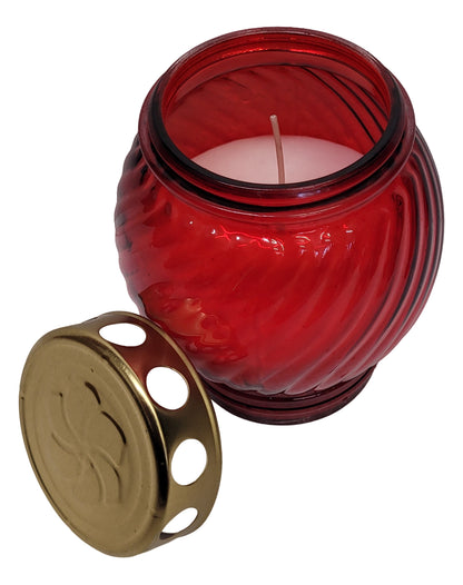 Elegantes Grablicht Friedhof in Rot aus Glas