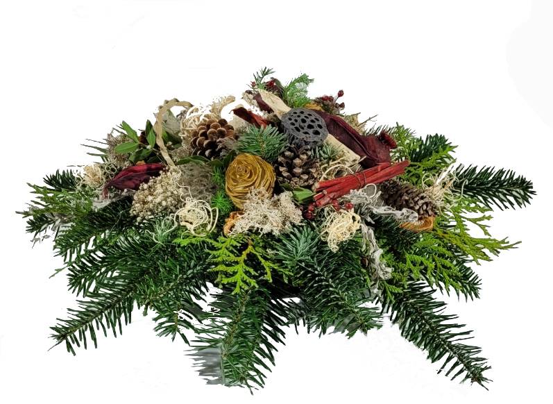 Gesteck Totensonntag in weiß und rot 