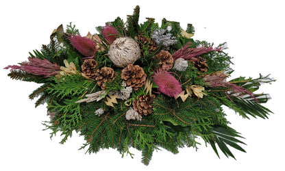 Gesteck Grab - Winter Friedhof in rosa weiß für Totensonntag / Allerheiligen