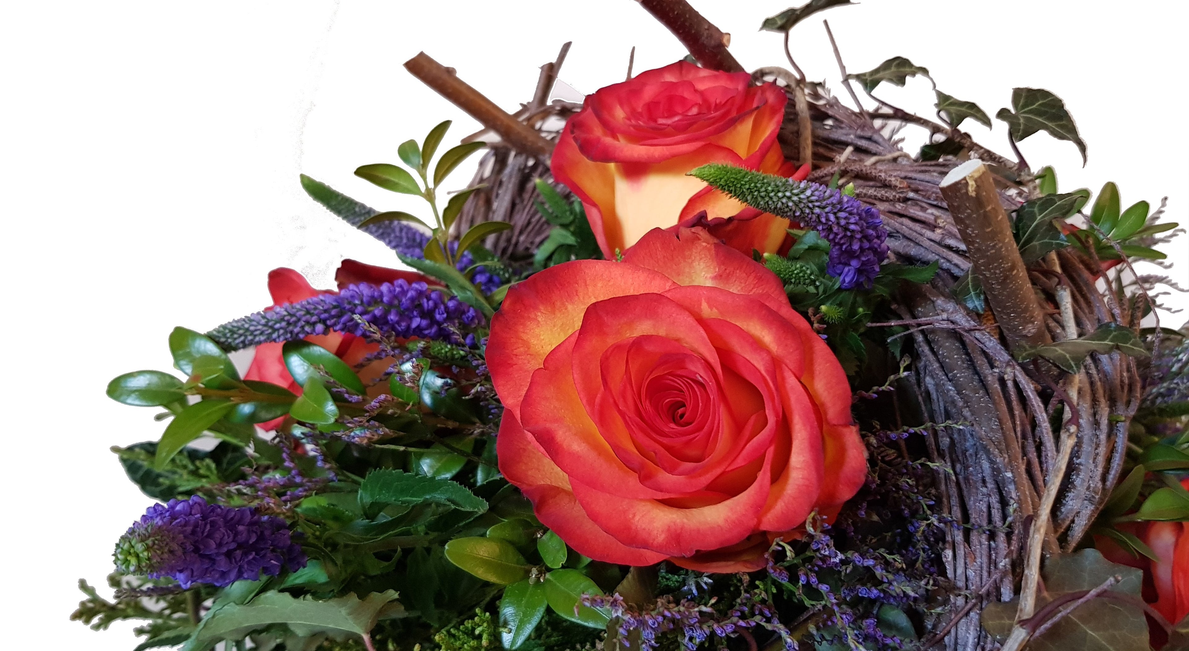 Trauerblumen Beerdigung mit Rosen Orange