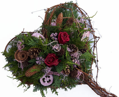 Grabgesteck in Herzform ❃Licht im Herzen❃ Totensonntag – Rosenrot Flora Trans