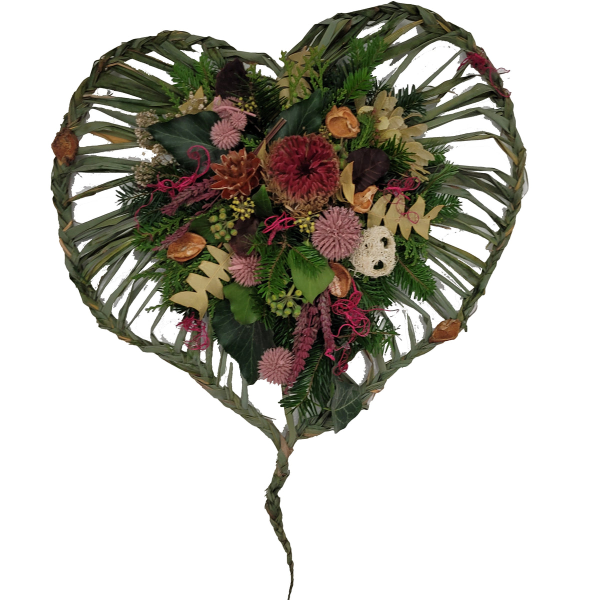Grabgesteck kaufen Herz – Rosenrot Flora Trans