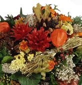 Grabgesteck Friedhof Winter in Gelb Orange Rot