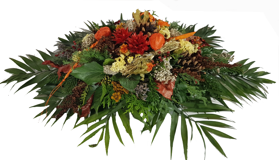 Grabgesteck Friedhof in Gelb Orange Rot