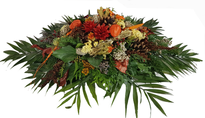 Grabgesteck Friedhof in Gelb Orange Rot