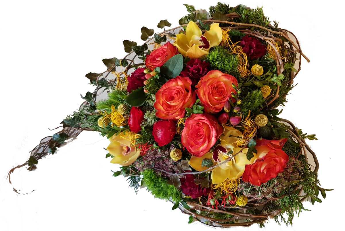 Grabgestecke kaufen ❖Die Stille wird vergehen❖ – Rosenrot Flora Trans