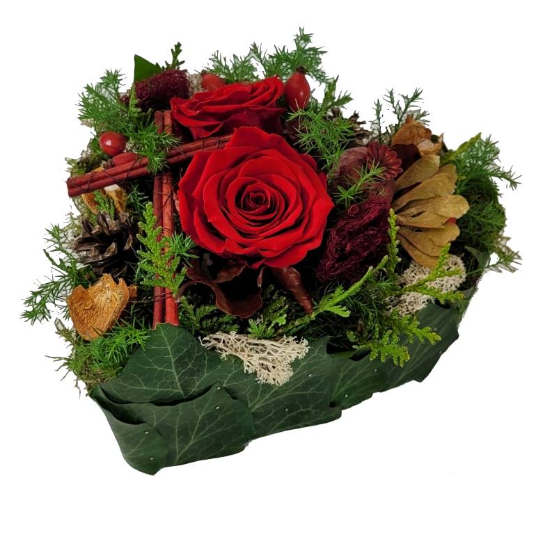 Herz Friedho in Rot mit Rosen