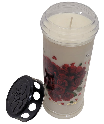 Grablicht Friedhof mit Motiv - Herz aus Rosen