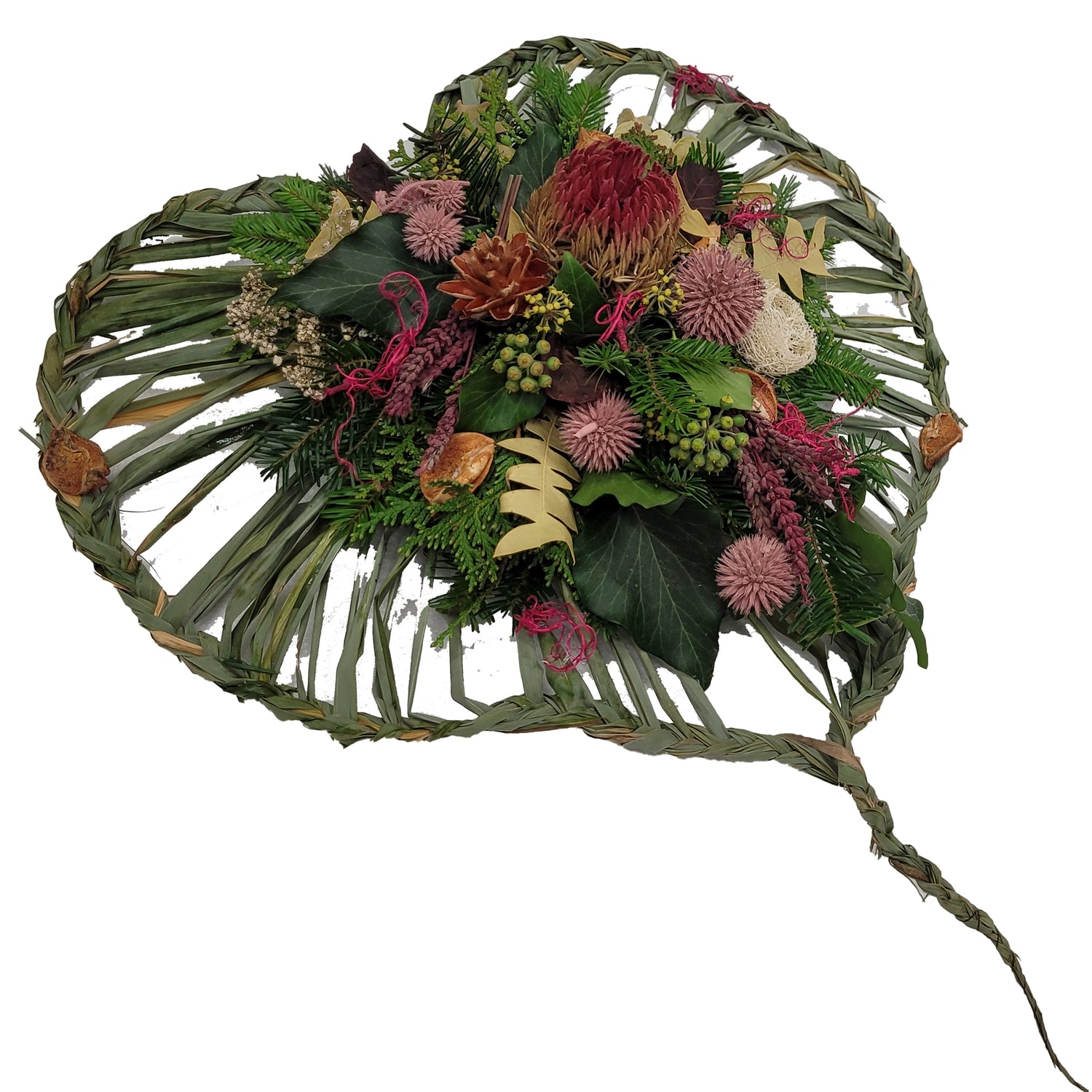 Haltbares Grabgesteck - Herz in Rosa Gruen