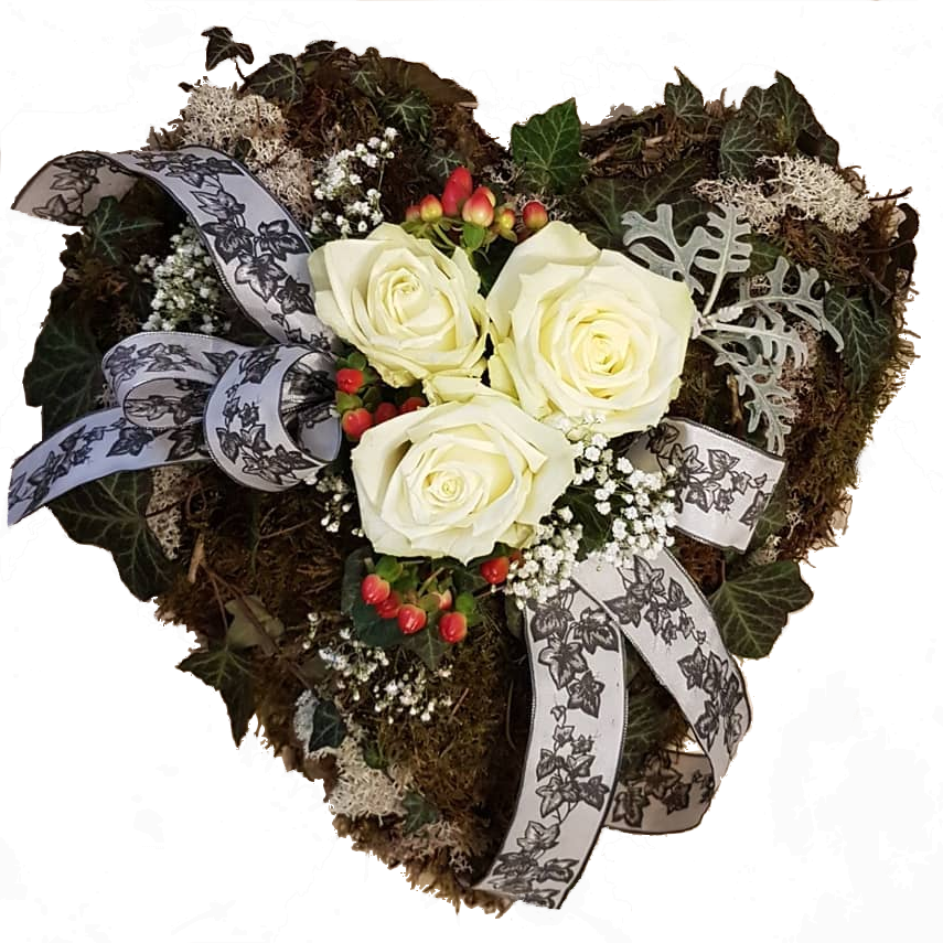 Grabgesteck Herz in weiß 