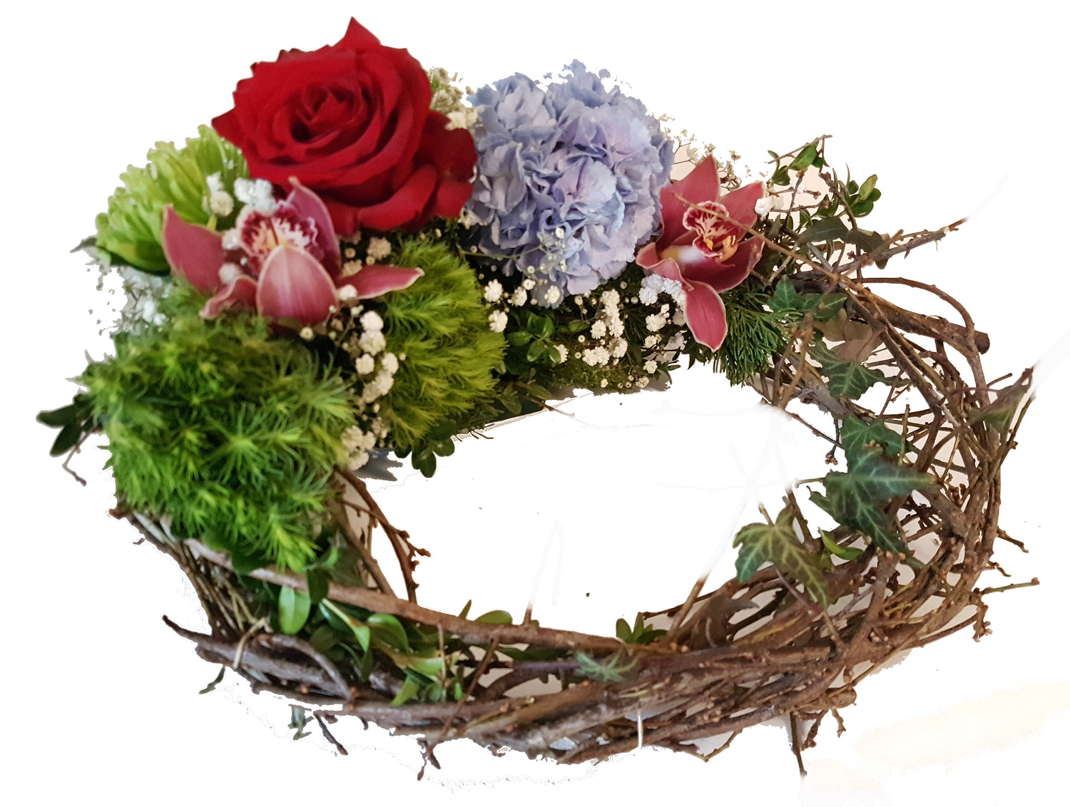 Trauerkranz Friedho Grab mit osen und Orchiedeen