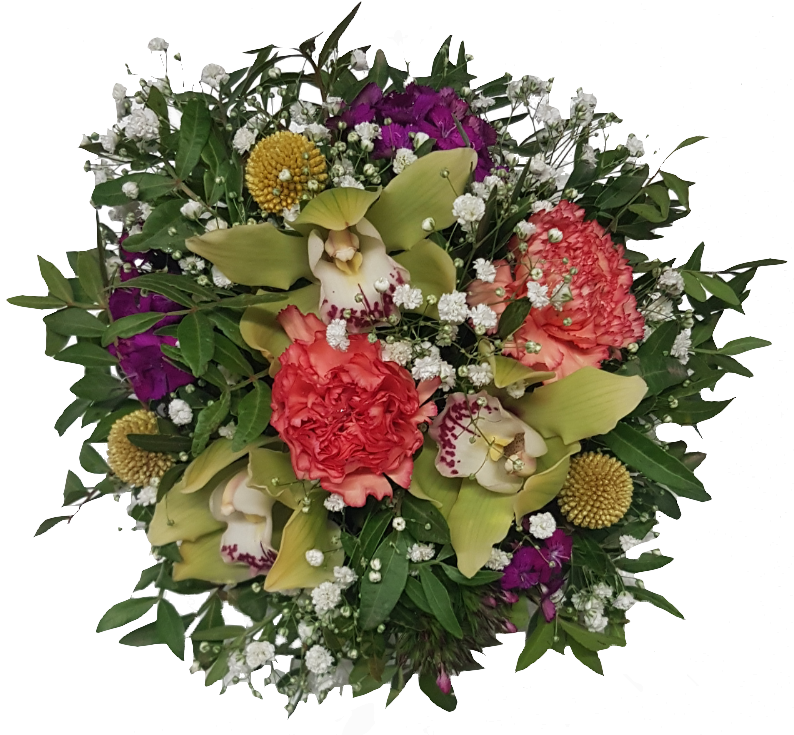 Blumengesteck mit frischen Blumen der Saison ❈ Blumige Sonne ❈ – Rosenrot Flora Trans