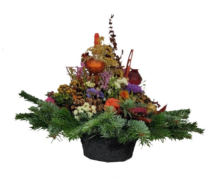 Grabschale ✦ Gesteck Friedhof ✦ Allerheiligen Trauergesteck – Rosenrot Flora Trans