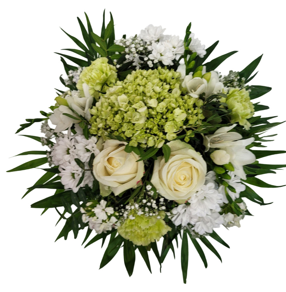 Blumengruß in Grün und Weiß