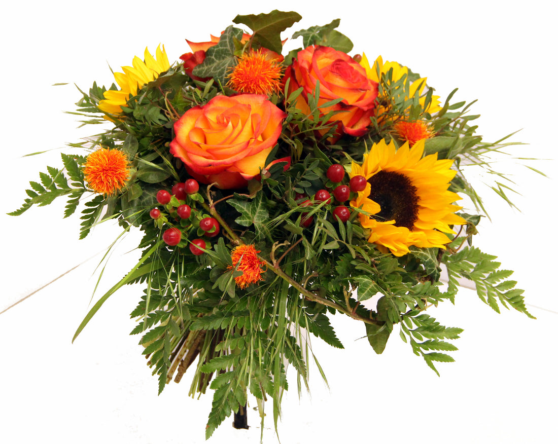 Blumenstrauß "Muntermacher" in gelb orange passend zur Genesung oder als Dankeschön oder zum Geburtstatg