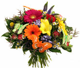 Bunter Blumenstrauß mit Schmetterlingen 