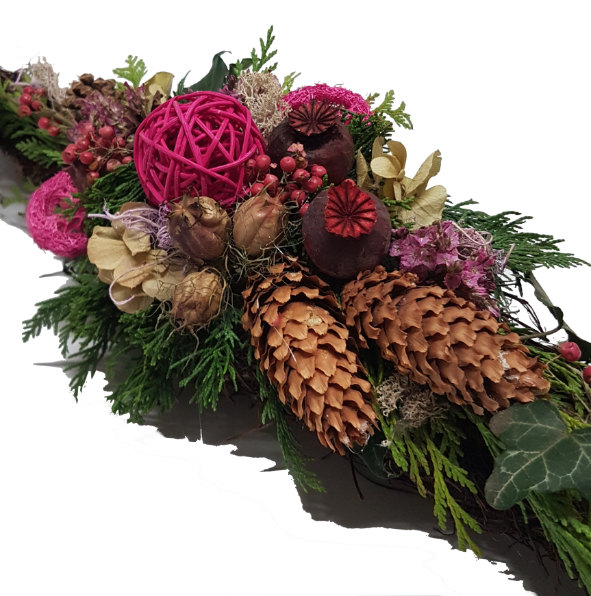 Trauergesteck - Friedhof Grab - Gedenktage - in pink, rot und weiß