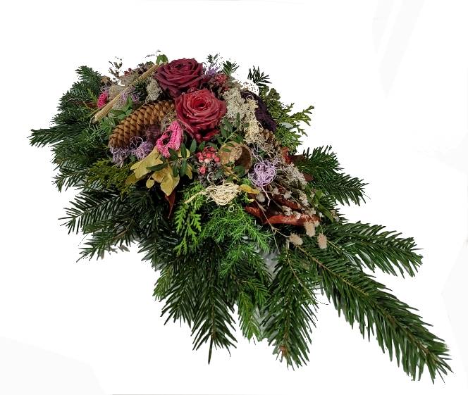 Trauerspange Friedhof mit Rosen 