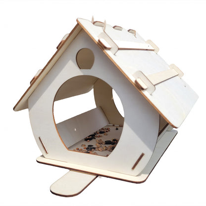 Vogelhaus - hölzernes Futterhaus für Vögel - zum bemalen - Geschenkidee  - Groß -